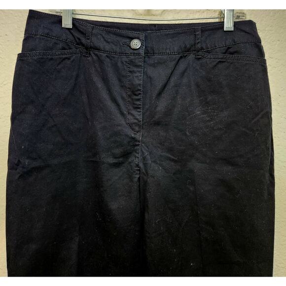 Croft & Barrow Black Flat Front Slashed Pockets Pants 12 Short Lightweight Soft - Picture 2 of 5